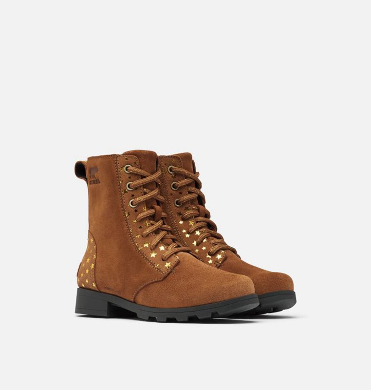 Kids Booties Brown - Sorel Youth Emelie™ Short Lace - 963-WDMCFK